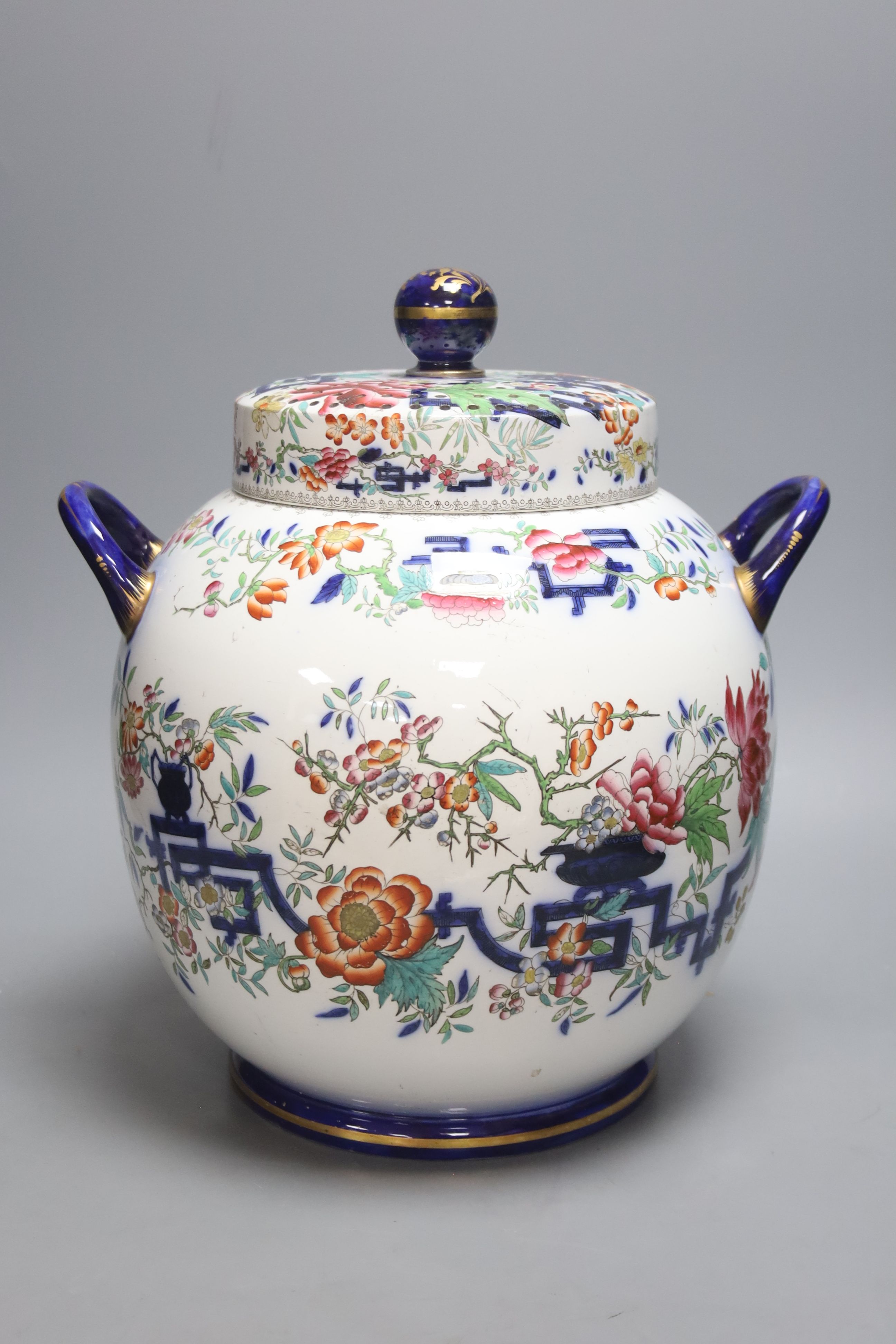 A large Minton stone china pot pourri jar and cover, height 33cm